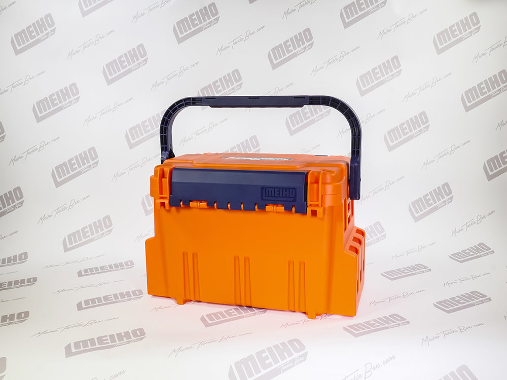 bucketmouth tackle box Meiho Bucket Mouth 7000 Blue with a multi Meiho Bucket Mouth 5000 Orange