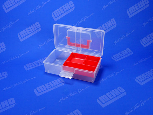 Hinged Lid Plastic Meiho Box With Red Tray